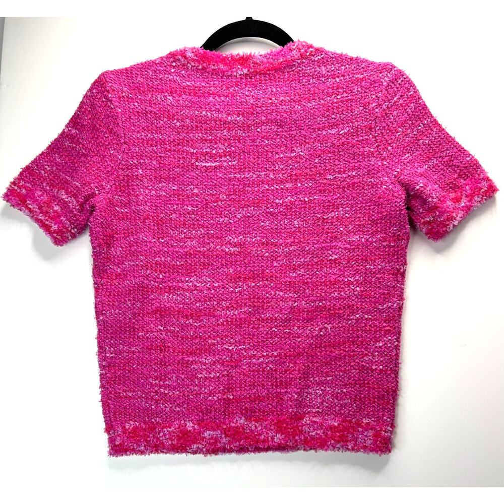 Kate Spade Fuzzy Tweed S/S Sweater Pink/Purple Women XS NWOT - Picture 3 of 5